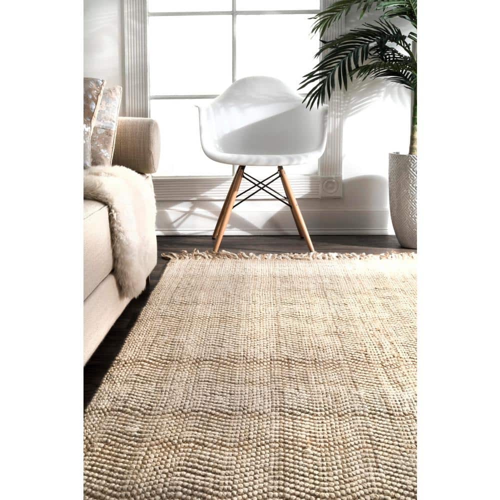 Maui Hand-Tufted Jute Area Rug with Stripes, 4' x 6', Natural
