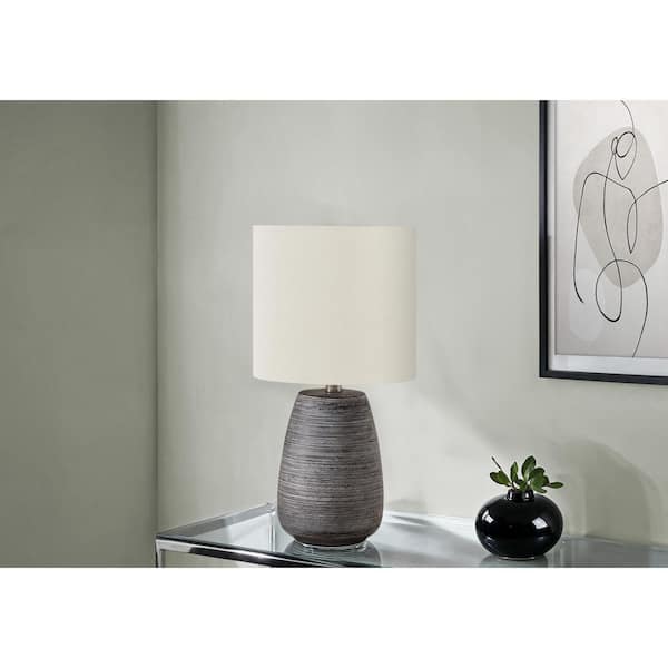 Taoi Fxio 19 in. Grey Ceramic Contemporary Table Lamp with Ivory