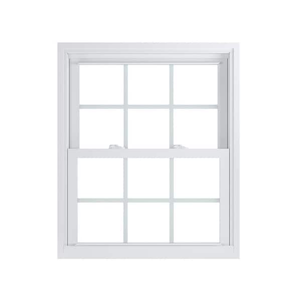 American Craftsman 30.5 in. x 36.25 in. 70 Pro Series Low-E2 Argon PS Glass Double Hung White Vinyl Repl Window with Grids, Screen Incl