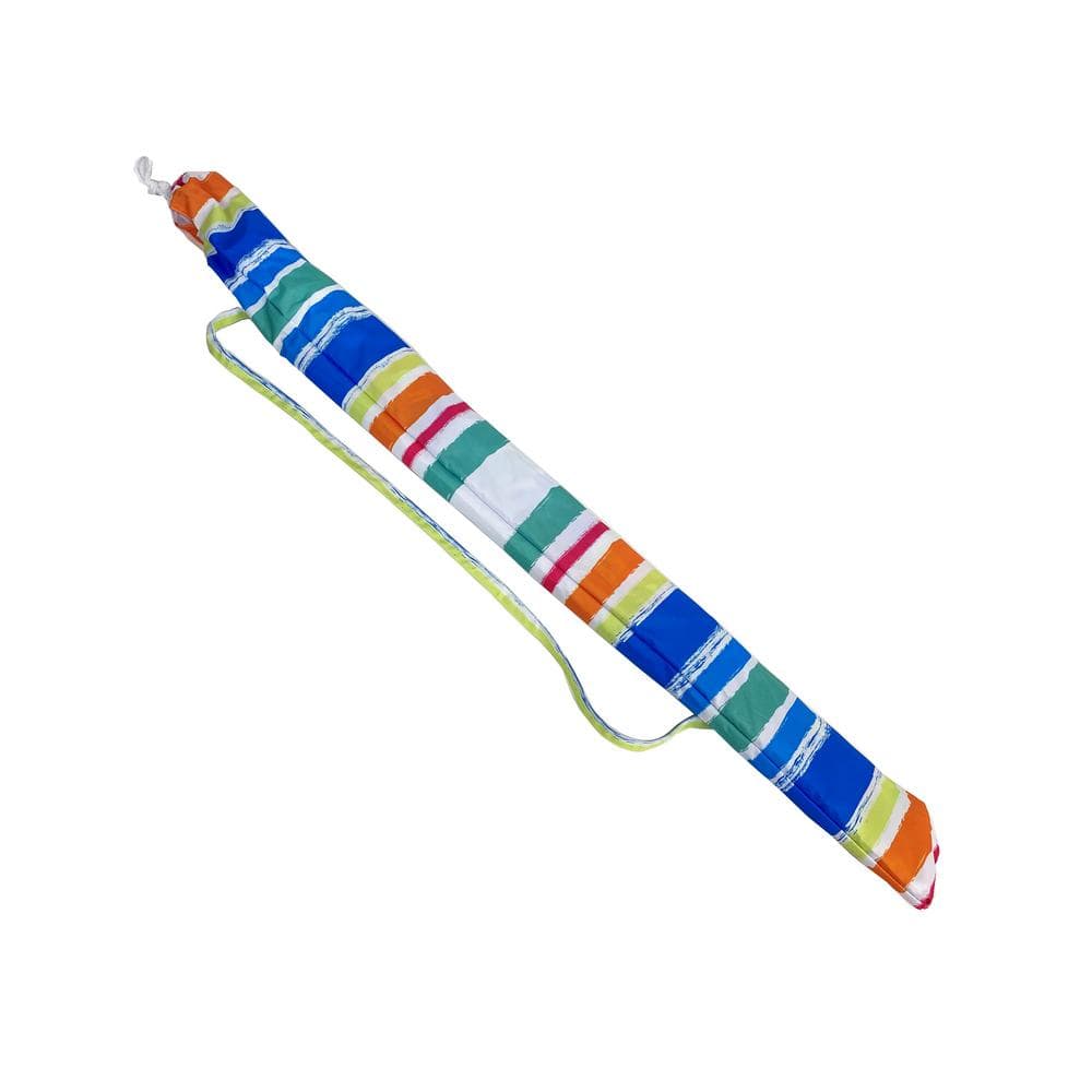 7 ft Colorful Striped Octagon Beach Umbrella with Manual Lift
