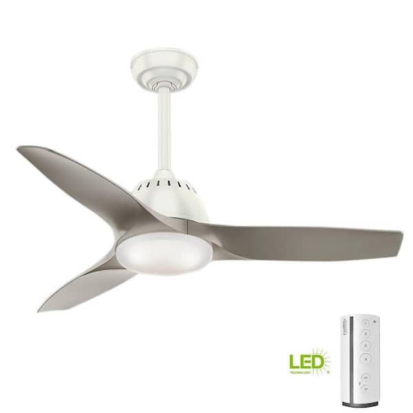 Wisp 44 in. Fresh White Indoor Ceiling Fan with LED Light Kit and Handheld Remote