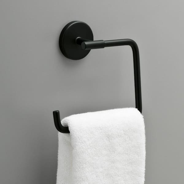 Buy Habitat Wall Mounted Towel Ring - Matt Black, Towel rails and rings