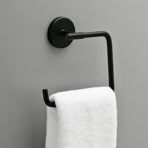 Lyndall Wall Mount Square Open Towel Ring Bath Hardware Accessory in Matte Black
