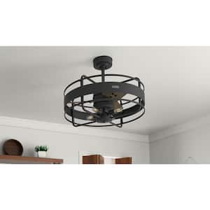 Circulus 27 in. Indoor Matte Black Ceiling Fan with Remote and Light Kit