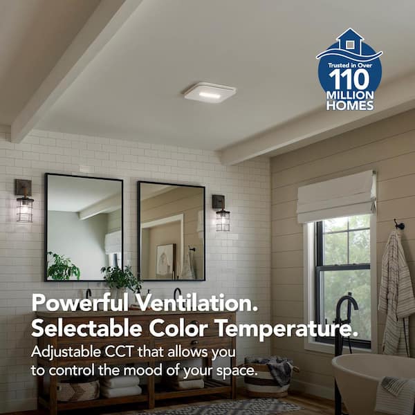 80 CFM Ceiling Bathroom Exhaust Fan with CCT LED Light CleanCover Grille, ENERGY STAR