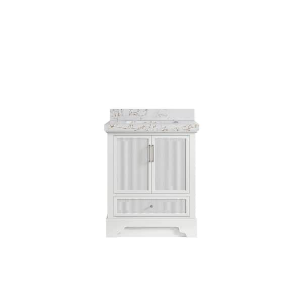 Willow Collections Alys 30 in. W x 22 in. D x 36 in. H Single Sink Bath Vanity Center in White with 2" Viola Gold Quartz Top