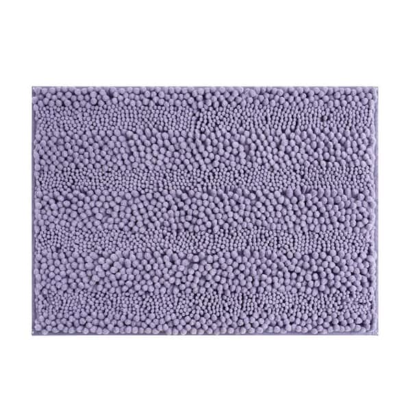 Laura Ashley Astor with TPR Backing 17 in. x 24 in. Wisteria Purple Solid Color Polyester Rectangle Bath Mat