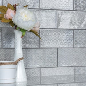 Camden Decor Grey 4 in. x 8 in. Ceramic Wall Take Home Tile Sample
