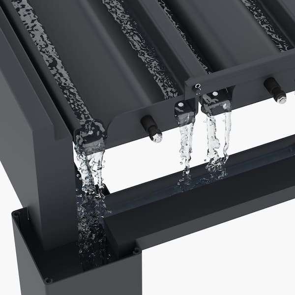 Grand Tuscan 10 ft. x 12 ft. Slate Gray Aluminum Louvered Pergola