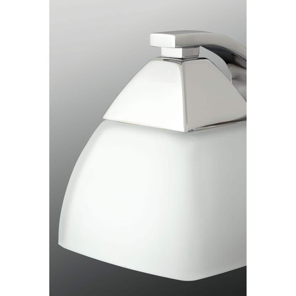 Polished Chrome 2-Light Bath Vanity with Etched White Glass Shades