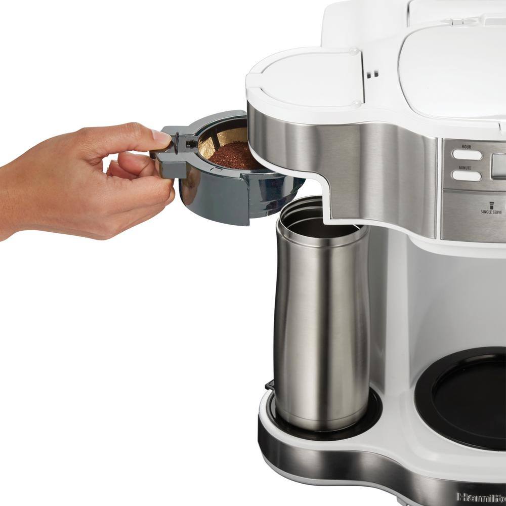 Hamilton Beach 12-Cup White and Stainless Steel Programmable Coffee Maker