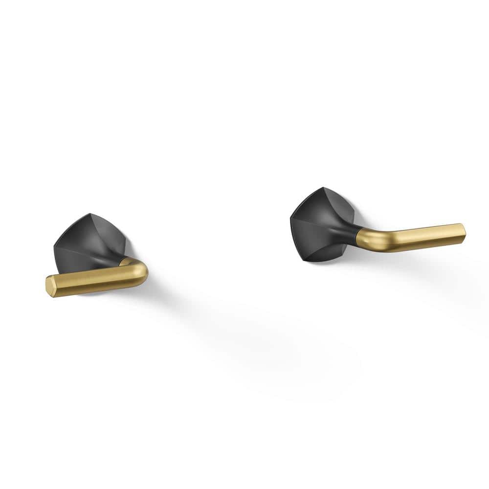 Occasion Wall-Mount Bathroom Sink Faucet Lever Handle Trim, Matte Black with Moderne Brass price history on PriceWatchPro