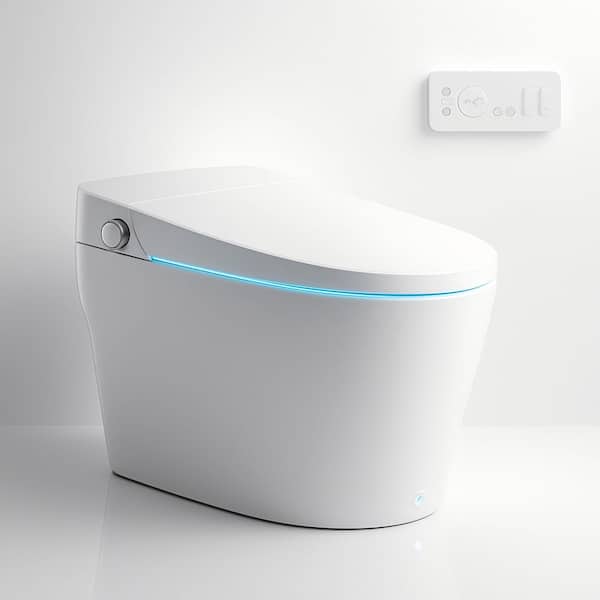 Elongated Smart Toilet Bidet in White with Remote, Blackout Flush, Off-Seat Auto Flush, Heated Seat and Warm Air Dryer