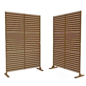 UIXE 47.2 in W. Galvanized Steel Garden Fence Outdoor Privacy Screen Garden Screen Panels in Brown (2-Pack)