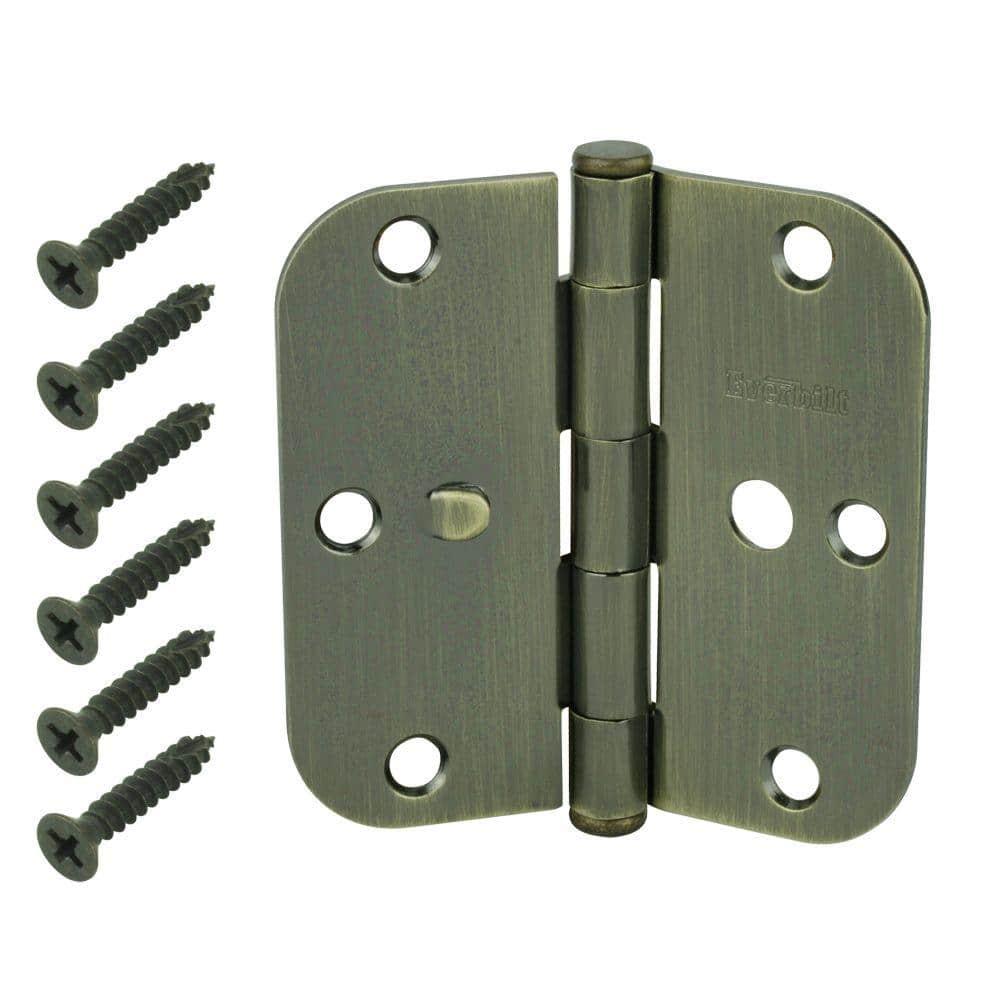 Door hinge, Left - 110 x 49 mm - Round - Brass - stainless steel