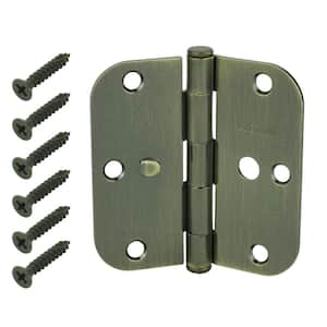 3-1/2 in. x 5/8 in. Radius Antique Brass Security Door Hinge Value Pack (3-Pack)
