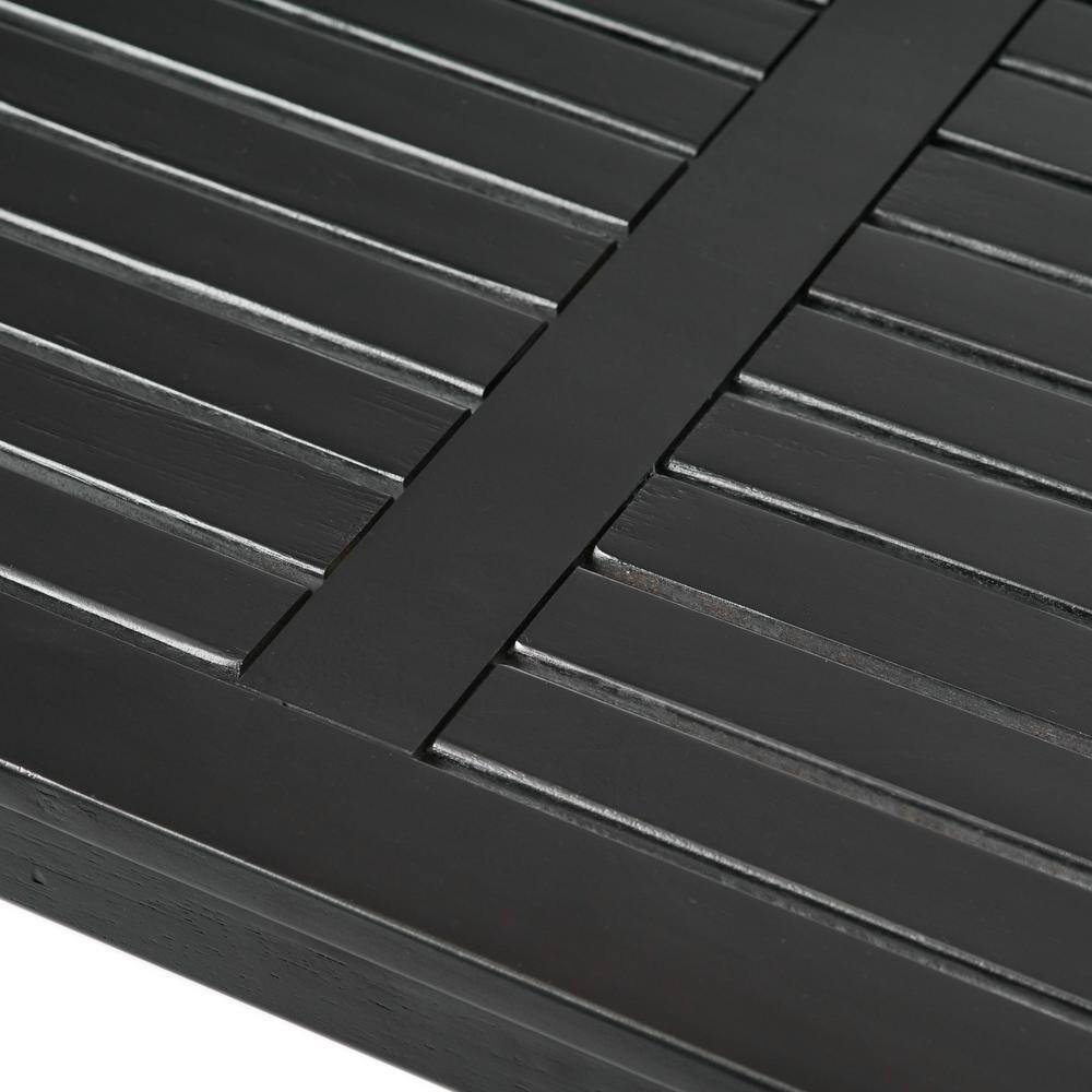 Black Acacia Wood Outdoor Rectangle Coffee Table