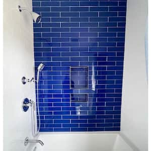 Blue 3 in. x 12 in. Polished Glass Mosaic Floor and Wall Tile (50 Cases/250 sq. ft./Pallet)