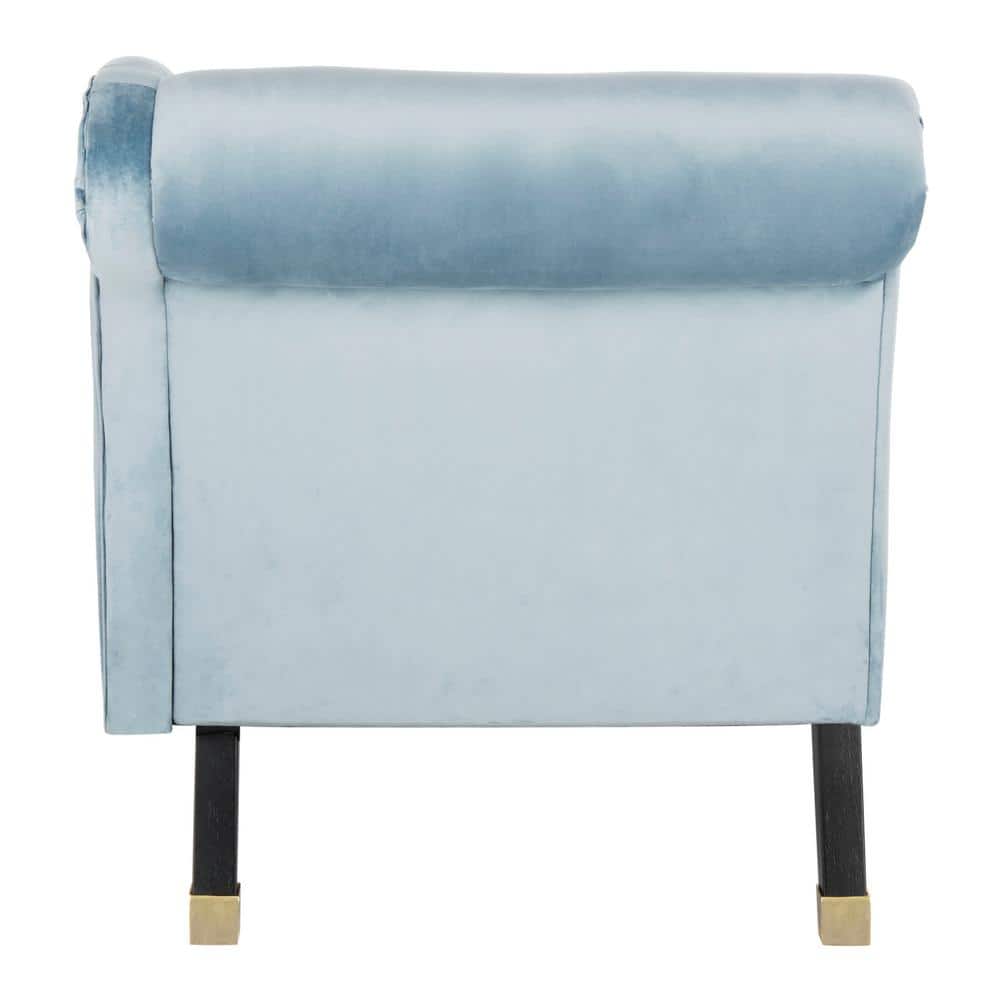 Slate Blue Velvet Art Deco Chaise Lounge with Gold Embellishments