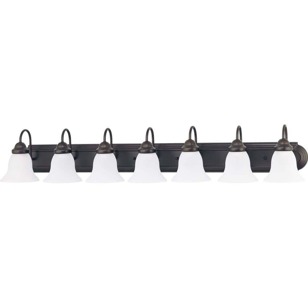 7-Light Mahogany Bronze Vanity Light with Frosted White Glass price history on PriceWatchPro