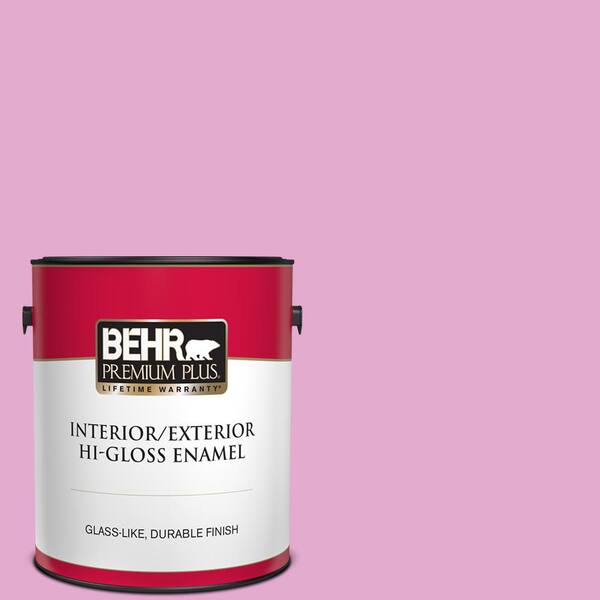 BEHR PREMIUM PLUS 1 gal. #680A-3 Pink Bliss Hi-Gloss Enamel Interior/Exterior Paint