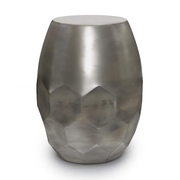 Simpli Home Flanigan Industrial 16 in. Wide Metal Accent Side Table in Antique Silver, Fully Assembled