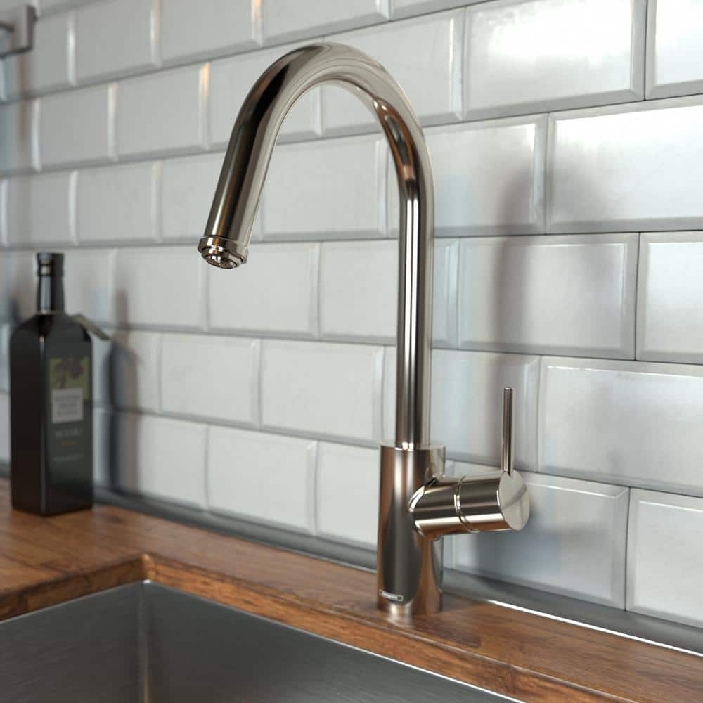Polished Nickel Single Handle Pull-Down Kitchen Faucet