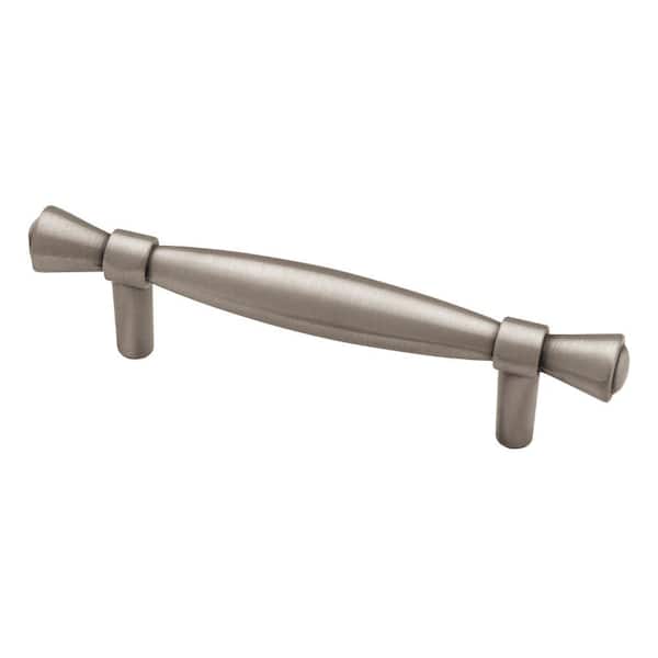 Liberty Banded Spindle 3 in. (76 mm) Brushed Satin Pewter and Black Cabinet Drawer Pull