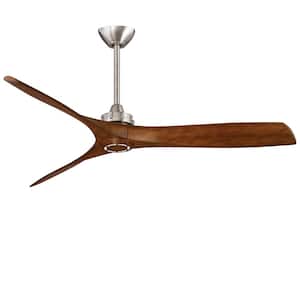 Aviation 60 in. Indoor Brushed Nickel and Distressed Koa Ceiling Fan with Remote Control