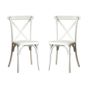 Rustic Durable Resin White Outdoor Dining Chairs with Backrest (Set of 2)