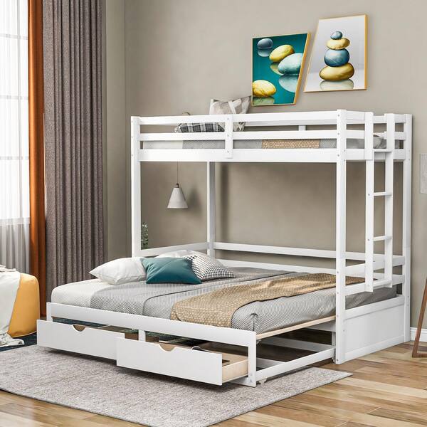 White Twin Over Full King Bunk Bed, Twin Over King Bunk Bed