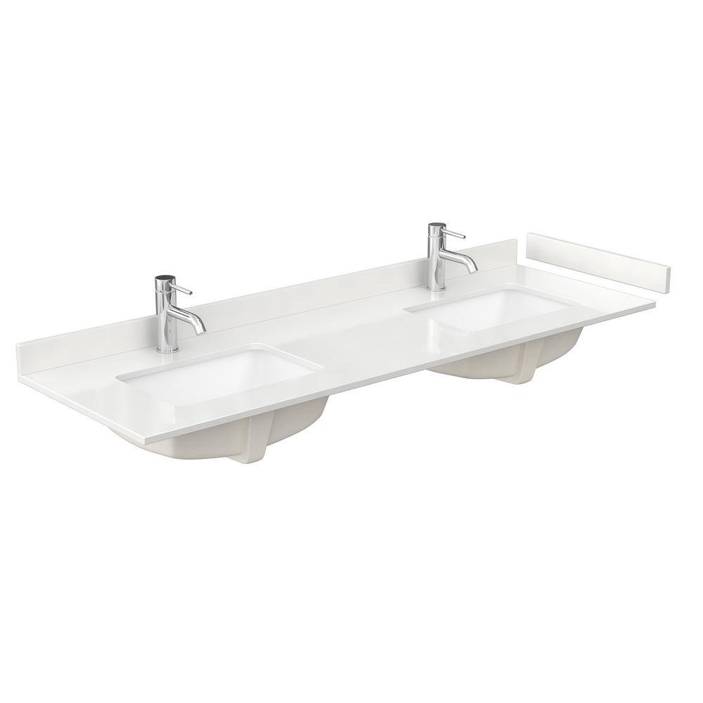 Beckett 66" Dark Gray Freestanding Double Vanity with White Quartz Top