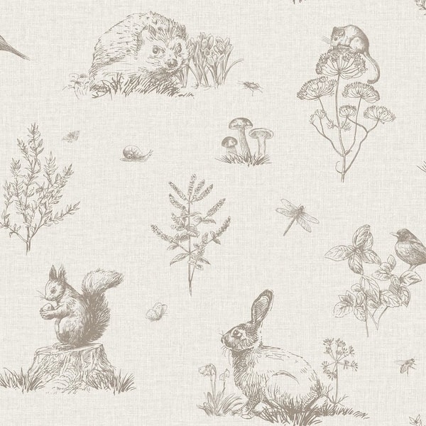 Clawford Beige Meadow Friends Wallpaper Sample