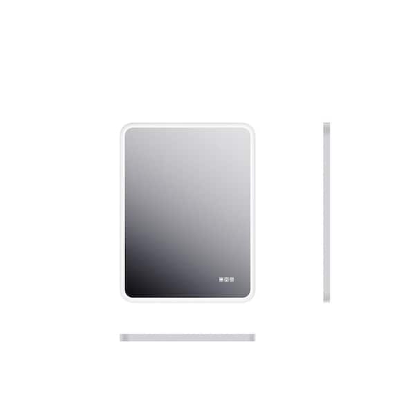 30 in. W x 36 in. H Rectangular Framed Dimmable LED Wall Bathroom Vanity Mirror in Matte White with Anti-Fog