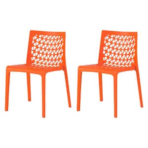 Milan Orange Stackable Resin Outdoor Dining Chair (2-Pack)
