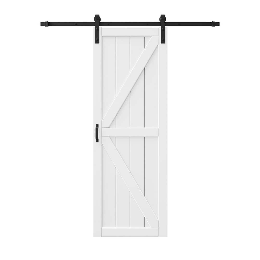30 in. x 84 in. Paneled K Shape White Primed MDF British Assembly Required Sliding Barn Door Slab with Hardware Kit price history on PriceWatchPro