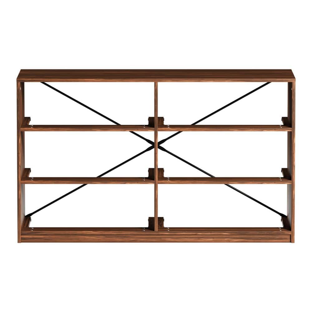 Walnut Brown 6-Drawer Double Dresser with Fabric Bins