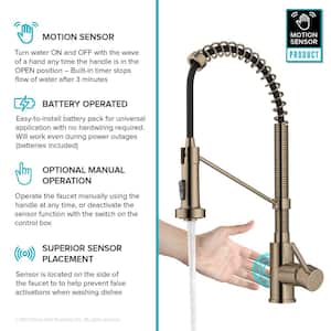 Bolden Single Handle Touchless Sensor Commercial 18-Inch Pull Down Kitchen Faucet in Spot Free Antique Champagne Bronze