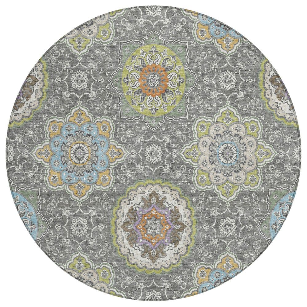 Chantille Machine Washable Indoor/Outdoor Abstract ACN2667 Gray 8 ft. x 8 ft. Round Rug price history on PriceWatchPro