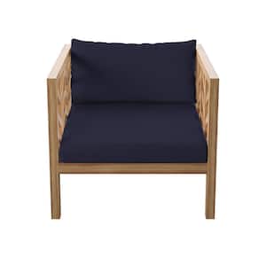 Acacia Outdoor Sectional Corner Sofa Seat with Navy Blue Cushion