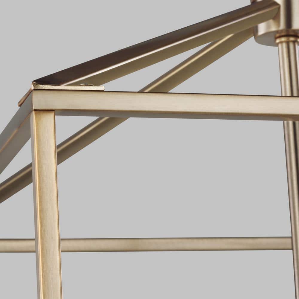 Satin Brass Farmhouse 4-Light Indoor/Outdoor Lantern Pendant