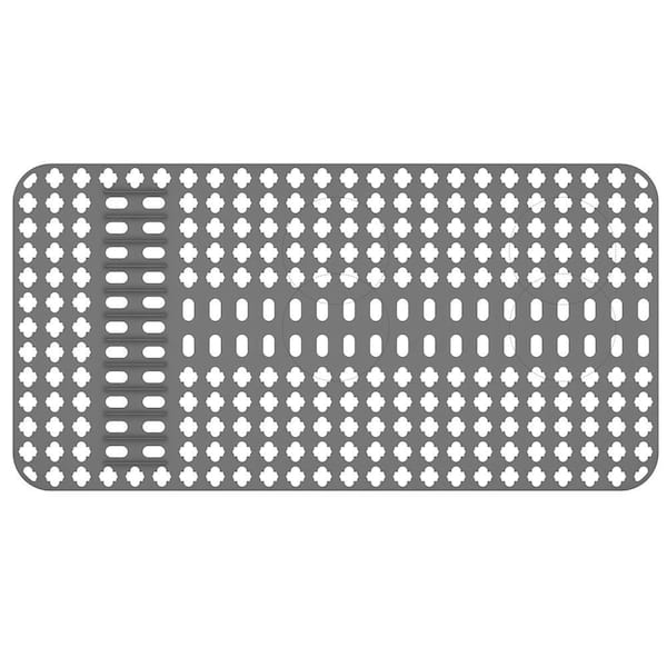 28 in. Grey Foldable Silicone Sink Drying Mat Non-Slip Heat Resistant Sink Protector Mat with Rear Drain Hole