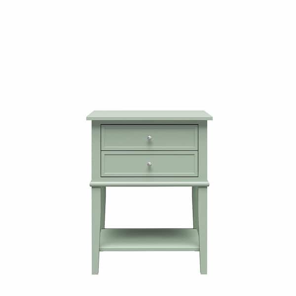 Ameriwood Home Queensbury 22 in. Pale Green Accent Table with 2-Drawers