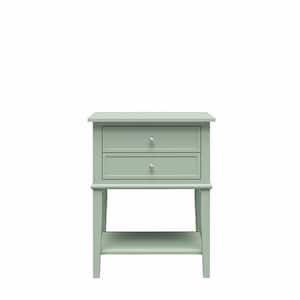 Queensbury 22 in. Pale Green Accent Table with 2-Drawers