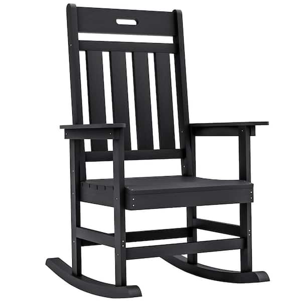 Chillrest Black Plastic HDPE Outdoor Rocking Chair