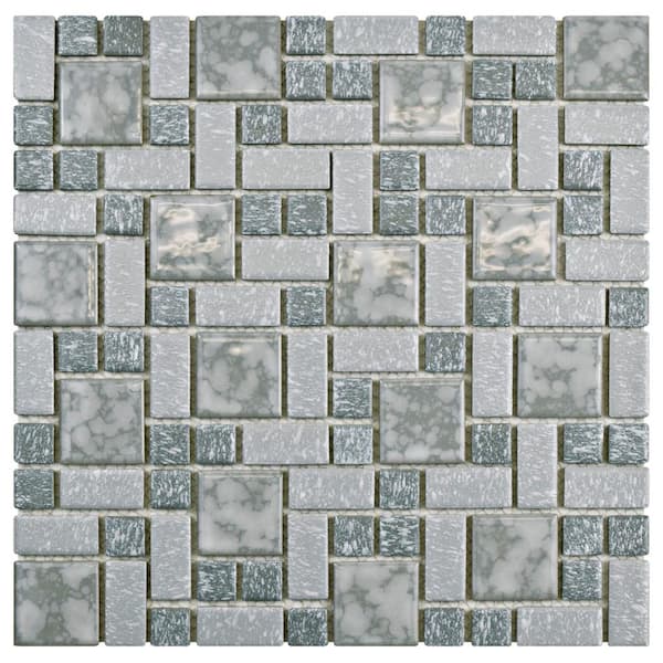 Merola Tile University Light Grey 11-3/4 in. x 11-3/4 in. Porcelain Mosaic Tile (9.8 sq. ft./Case)