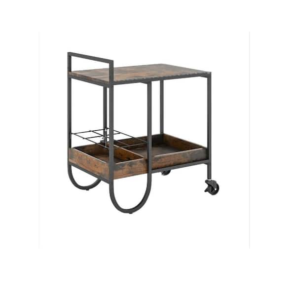 MOEPISY Bar Cart, 2-Tier Coffee Bar Serving Cart with Wine RackOutdoor Tables Serving Bars