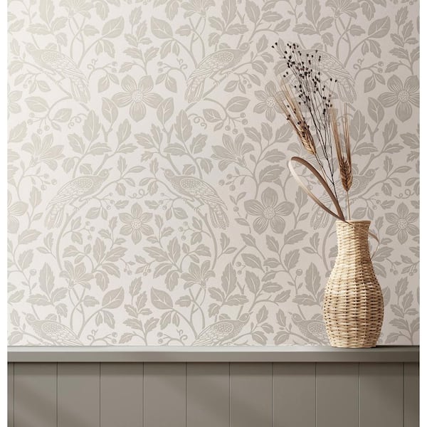 Off-White Marlow Bird Vine Wallpaper Sample