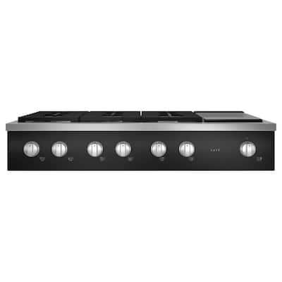 48 in. Gas Cooktop in Matte Black with 6 Burners