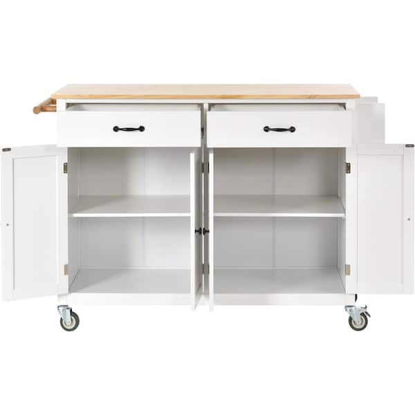 Costway White Kitchen Island with 2-Door Storage Cabinet HW64505 - The Home  Depot